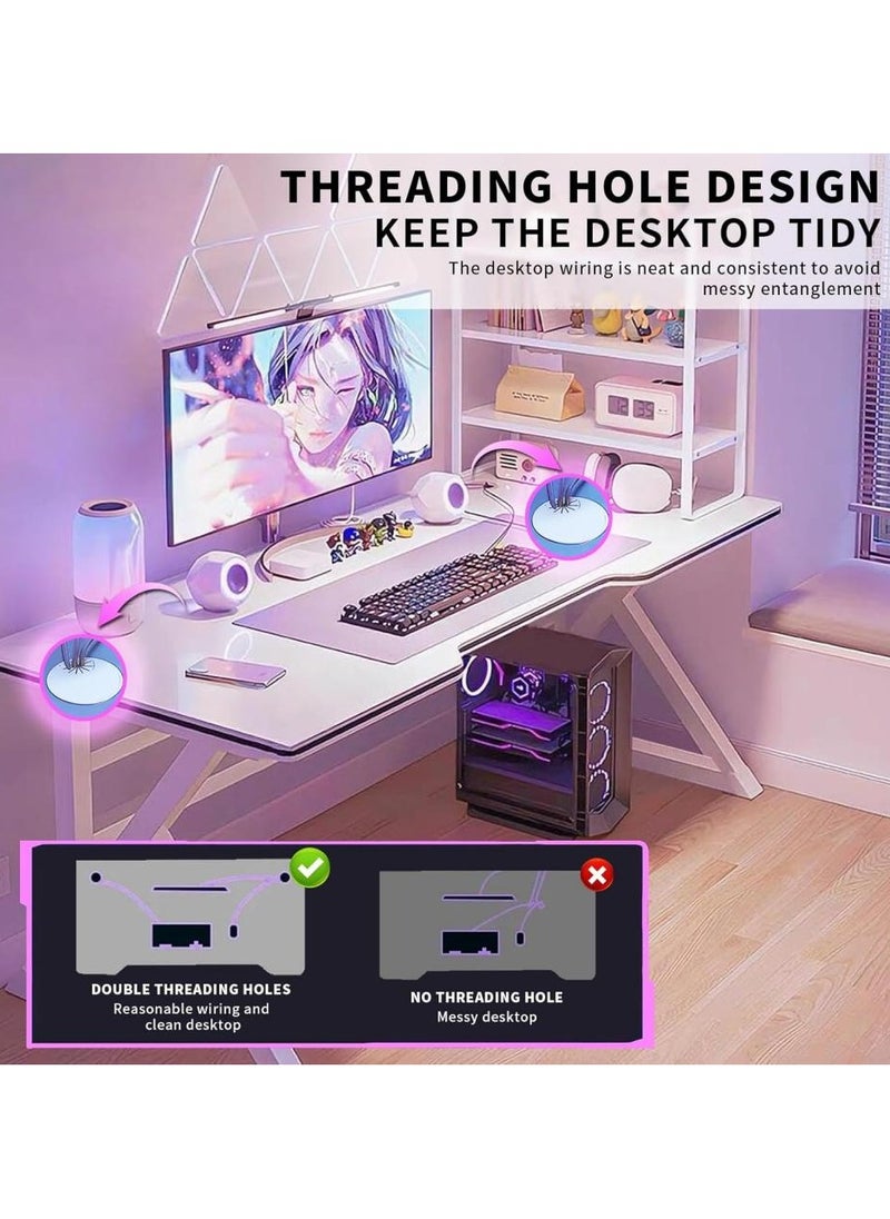 AIWANTO - Ergonomic Large Gaming Desk Computer Desk K-Shaped Gaming Table PC Gaming Workstation Home Office Desks Space-saving Easy to Assemble 140x60x75cm White - Image 1