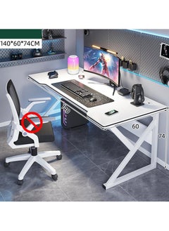 AIWANTO Ergonomic Large Gaming Desk Computer Desk K-Shaped Gaming Table PC Gaming Workstation Home Office Desks Space-saving Easy to Assemble 140x60x75cm White  - Image 5