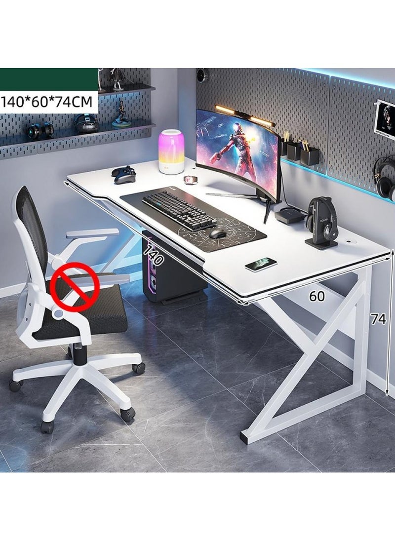 AIWANTO - Ergonomic Large Gaming Desk Computer Desk K-Shaped Gaming Table PC Gaming Workstation Home Office Desks Space-saving Easy to Assemble 140x60x75cm White - Image 1
