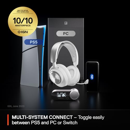 SteelSeries Arctis Nova Pro Wireless Multi-System Gaming Headset - Neodymium Magnetic Drivers - Active Noise Cancellation - Infinity Power System - Gen 2 Mic - PS5, PS4, PC, Switch, Mobile - White - Image 2