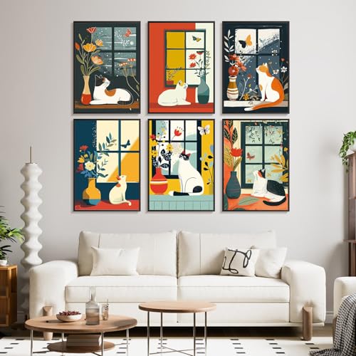 Offito 6 Pack Paint by Numbers Kit for Adults Beginners 10x14 Inch Cat Adult Paint by Number Kits on Canvas Cat DIY Acrylic Oil Number Painting Kits for Adults Perfect for Gift Home Wall Decor - Image 3