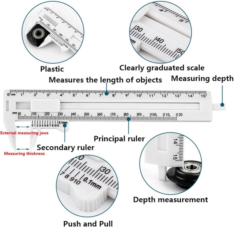 فرنير كاليبر 0-150 ملم مقياس مزدوج أداة قياس محمولة للسمك والقطر - Image 5