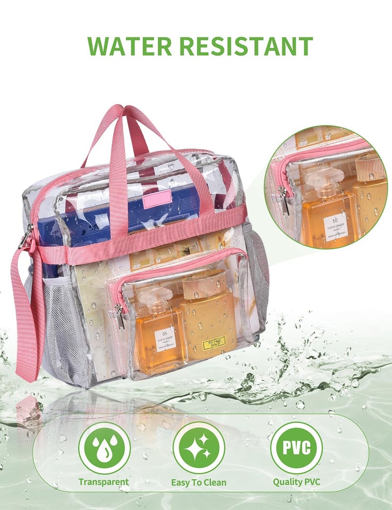Bagenius Clear Tote Bag Stadium Approved, 12x6x12 Game Day Clear Satchel Bag with Shoulder Strap for Concert Work and Sports, Pink - Image 4