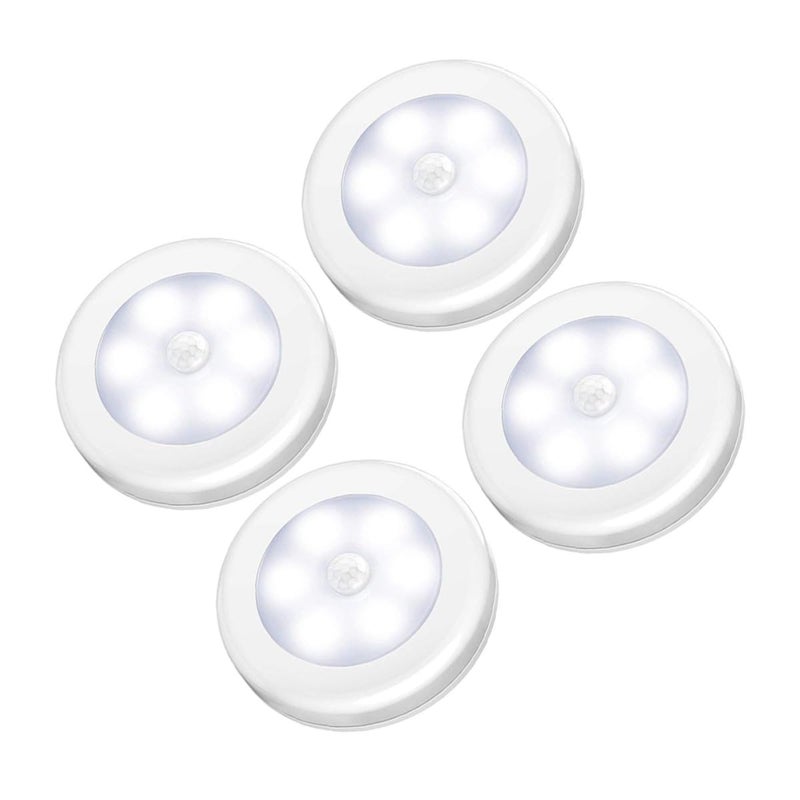 4 Pack Motion Sensor Night Lights Stick On LED Battery Powered Cool White For Hallway Bedroom Closet - Image 2