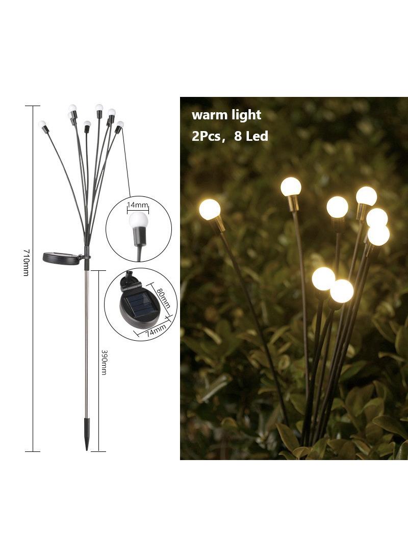 إسكدنيا 2 Pack Total 16 Led Warm Light Solar Firefly Lights Solar Lights Outdoor Waterproof Ip65 Starburst Swaying Solar Firefly Lights Solar Pathway Lights For Path Landscape Garden Yard Patio - Image 1