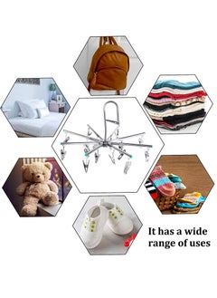 Stainless Steel Sock Dryer with 16 Pegs and Swivel Hook - Rustproof Clothes Drying Hanger for Underwear, Socks, Bras, Baby Clothes, and Gloves - Windproof Design