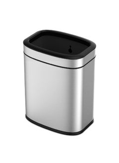 EKO Rectangular Fingerprint Proof Coated Open Top Waste Bin Silver and Black 20 L EK9036MT-20L  - Image 1