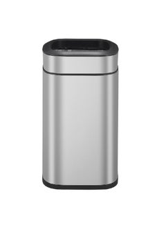 EKO Rectangular Fingerprint Proof Coated Open Top Waste Bin Silver and Black 20 L EK9036MT-20L  - Image 2