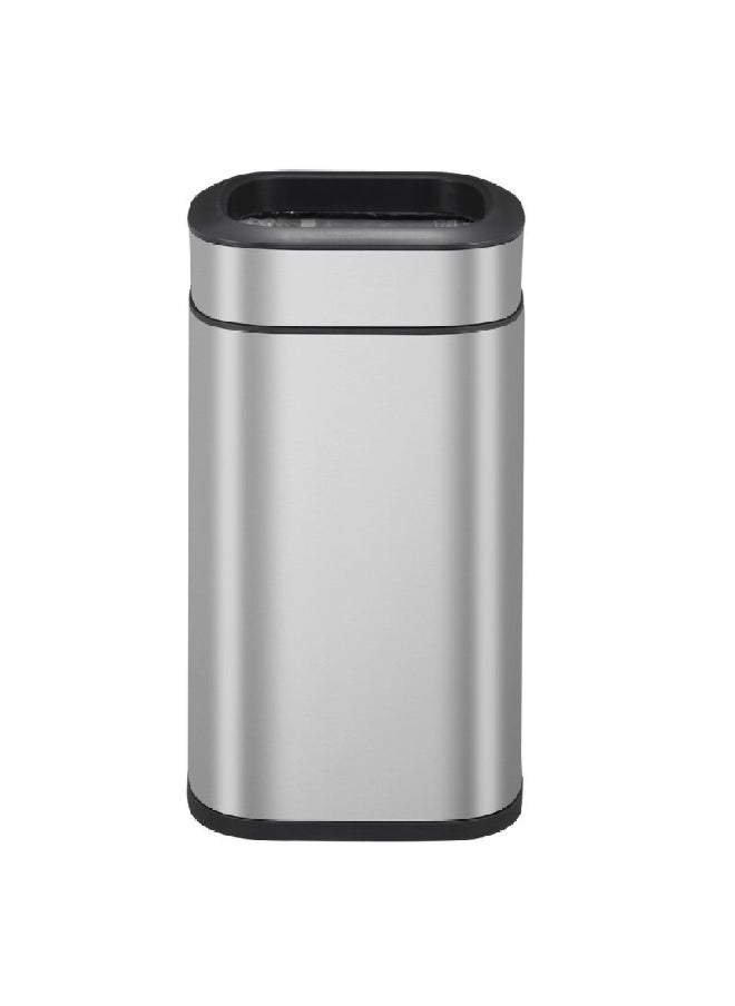 EKO - Rectangular Fingerprint Proof Coated Open Top Waste Bin Silver and Black 20 L EK9036MT-20L - Image 1