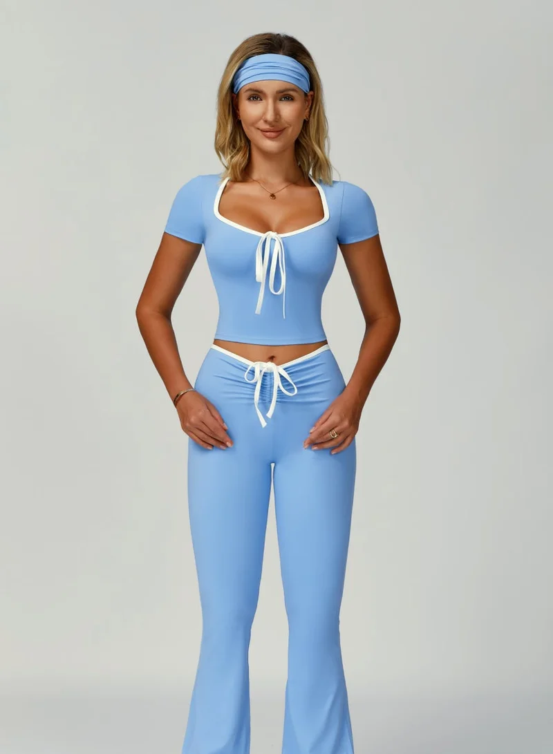 Womens Square Neckline Short Sleeves Fitted Crop Top