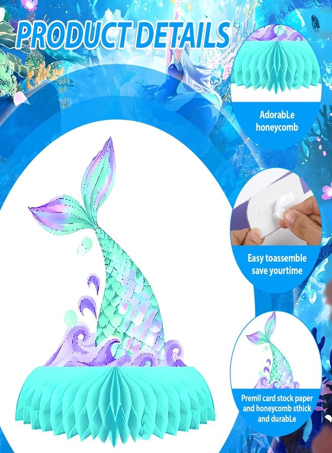 Oiuyamn 9 PCS Mermaid Theme Party Decorations, Ocean Mermaids Centerpieces for Tables Honeycomb Centerpiece, 3D Sea Party Supplies for Birthday Decor - Image 4