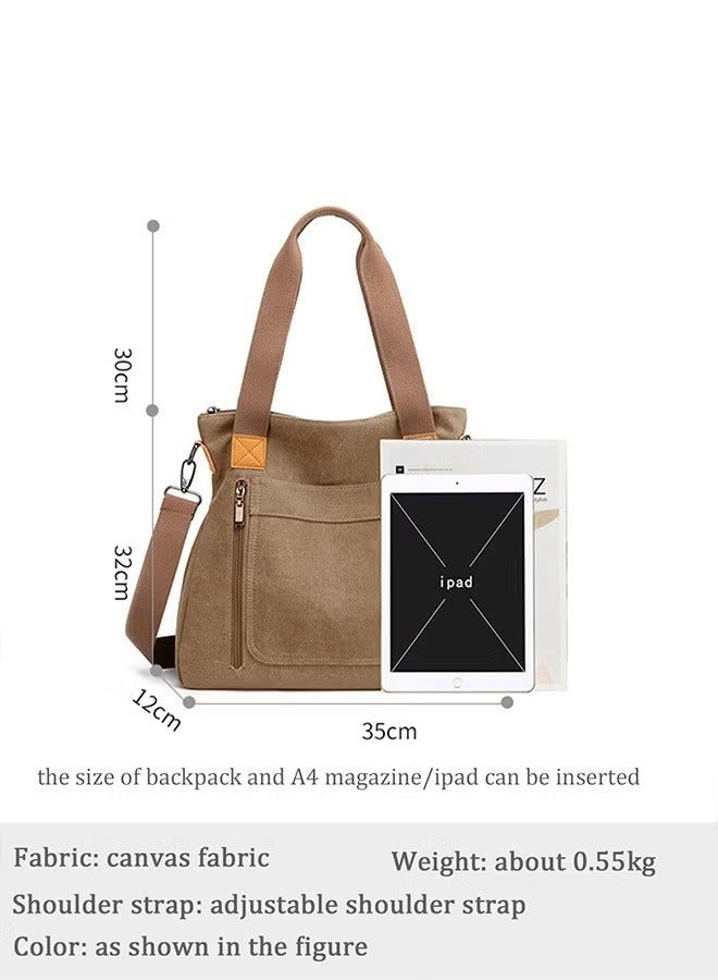 ميكسد إمرأة نمط قماش حمل حقيبة يد قدرة كبيرة متعددة جيب حقيبة يد جهاز عمليّة بناء - Image 3