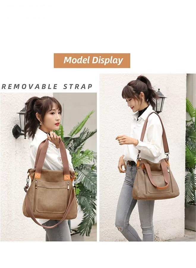 ميكسد إمرأة نمط قماش حمل حقيبة يد قدرة كبيرة متعددة جيب حقيبة يد جهاز عمليّة بناء - Image 4