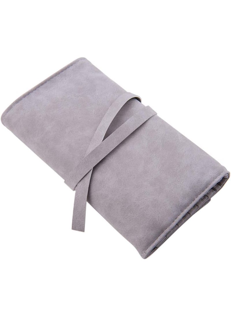 ericotry - 1Pcs Makeup Brush Rolling Case Pouch Holder Cosmetic Bag Organizer with Belt Strap for Travel Home Use (Gray) - Image 1