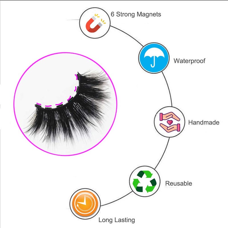 DAODER Magnetic Eyelashes with Eyeliner Kit 15pcs Set, 6 Magnets Lashes with Applicator 10 Pairs Variety Wispy Magnetic Lashes D Curl Look Like Extensions, No Glue, Reusable - Image 2