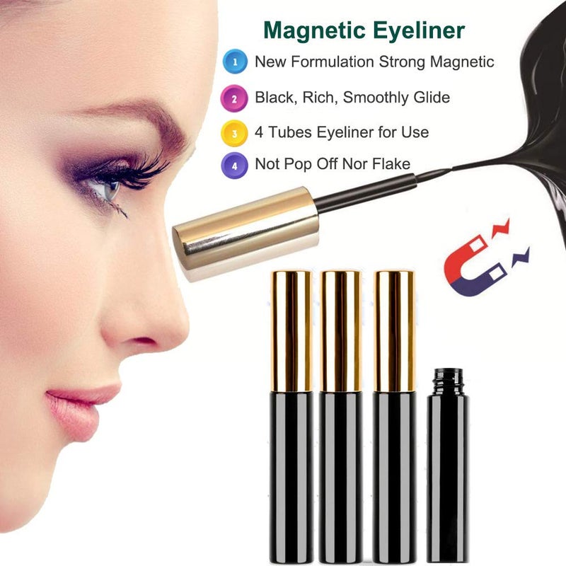 DAODER Magnetic Eyelashes with Eyeliner Kit 15pcs Set, 6 Magnets Lashes with Applicator 10 Pairs Variety Wispy Magnetic Lashes D Curl Look Like Extensions, No Glue, Reusable - Image 3