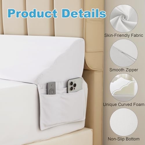 MEGCXIT King Bed Wedge Pillow for Headboard, Bed Gap Filler, Triangle Pillow Wedge for Headboard Gap, Bolster Pillows for Beds, Anti-Slip Mattress Wedge Gap Filler, 76"×10"×6", White - Image 3