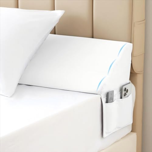 MEGCXIT King Bed Wedge Pillow for Headboard, Bed Gap Filler, Triangle Pillow Wedge for Headboard Gap, Bolster Pillows for Beds, Anti-Slip Mattress Wedge Gap Filler, 76"×10"×6", White - Image 1