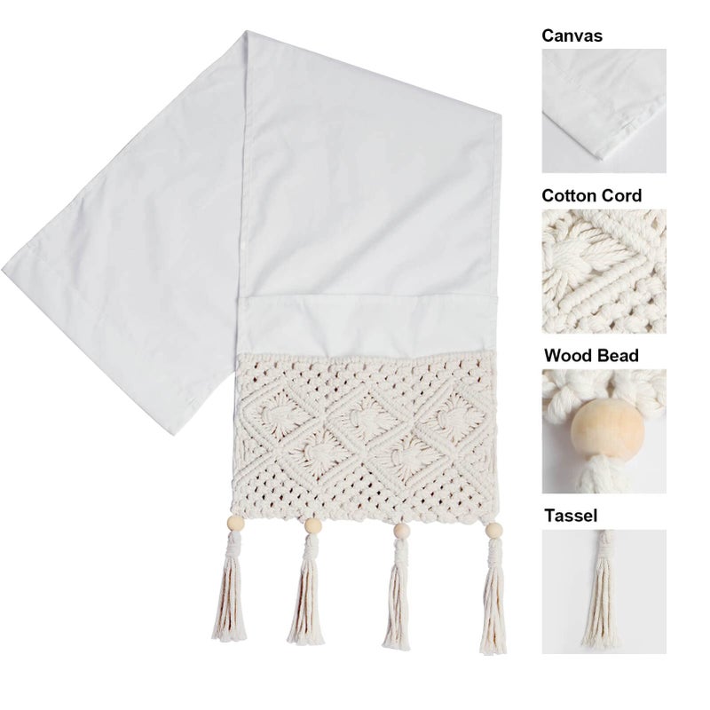 iMontato Boho Remote Control Holder, Bedside Storage Organizer, Sofa Couch Armchair Caddy with 4 Pockets, Sofa Armrest Organizer for Remotes, Cellphone, Magazine, iPad, Boho Room Decor, Ivory RH0101 - Image 5