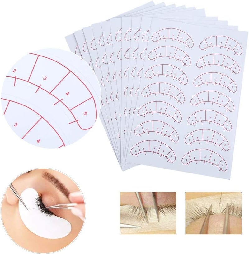 DEWIN 140 Pcs / 10-Sheets Lash Mapping Stickers Eyelash Extension Positioning Sticker - Under Eye Pads Adhesive Grafting Film Eye Lash Make up Tool - Image 2