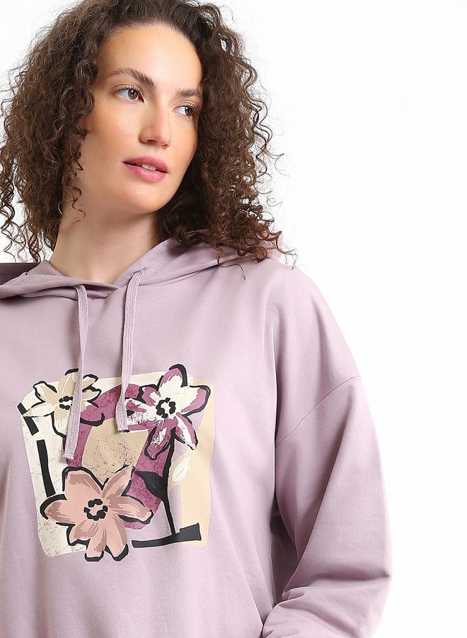 LC WAIKIKI Hooded Printed Women's Sweatshirt Tunic - Image 3