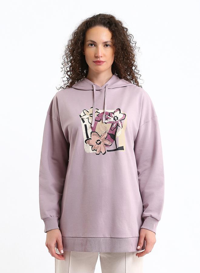 LC WAIKIKI Hooded Printed Women's Sweatshirt Tunic - Image 1