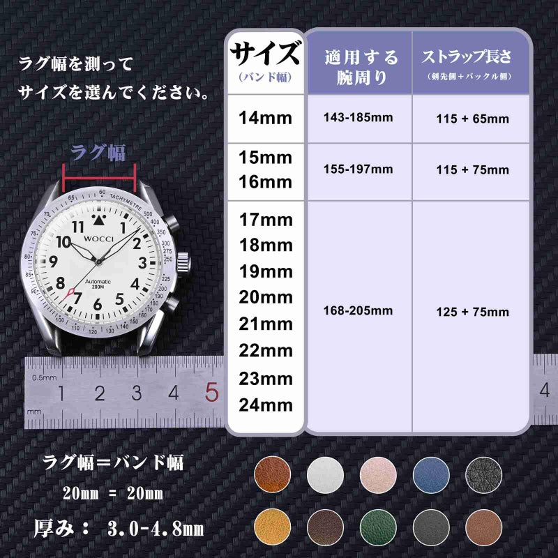 WOCCI 18mm Vintage Leather Watch Band for Men and Women, Silver Buckle (Black) - Image 5