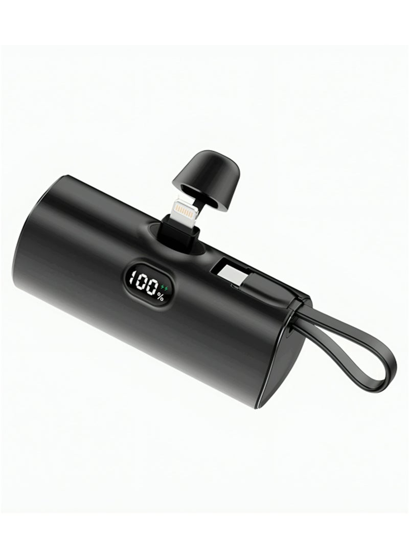 أولون باور بانك أولون  بقدرة 5000 مللي أمبير في الساعة مع موصل USB-C مدمج، وشحن سريع وشحن iPhone  كبسولة صغيرة متميزة بقدرة 5000 مللي أمبير في الساعة، وتوصيل طاقة USB-C بقدرة 22.5 وات، وشاشة LED ومسند قابل للطي، PowerUp-C أسود - Image 1