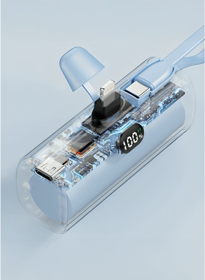 أولون باور بانك أولون  بقدرة 5000 مللي أمبير في الساعة مع موصل USB-C مدمج، وشحن سريع وشحن iPhone  كبسولة صغيرة متميزة بقدرة 5000 مللي أمبير في الساعة، وتوصيل طاقة USB-C بقدرة 22.5 وات، وشاشة LED ومسند قابل للطي، PowerUp-C أسود - Image 2