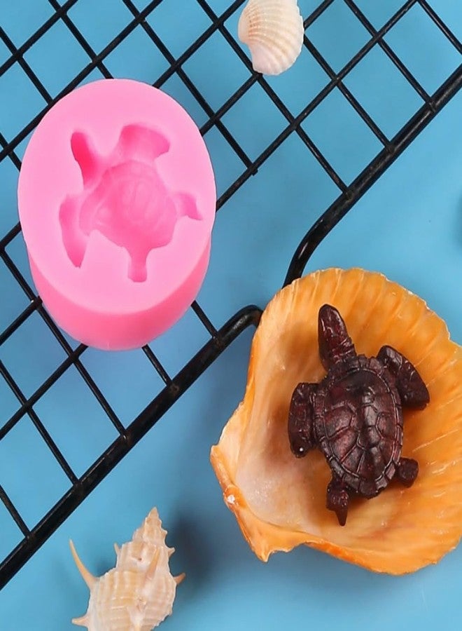 Quweiz 6 Pcs Sea Turtle Silicone Mold, 3D Animal Silicone Molds, Tortoise Chocolate Mold for Birthday Party Home Decor, Pink - Image 3