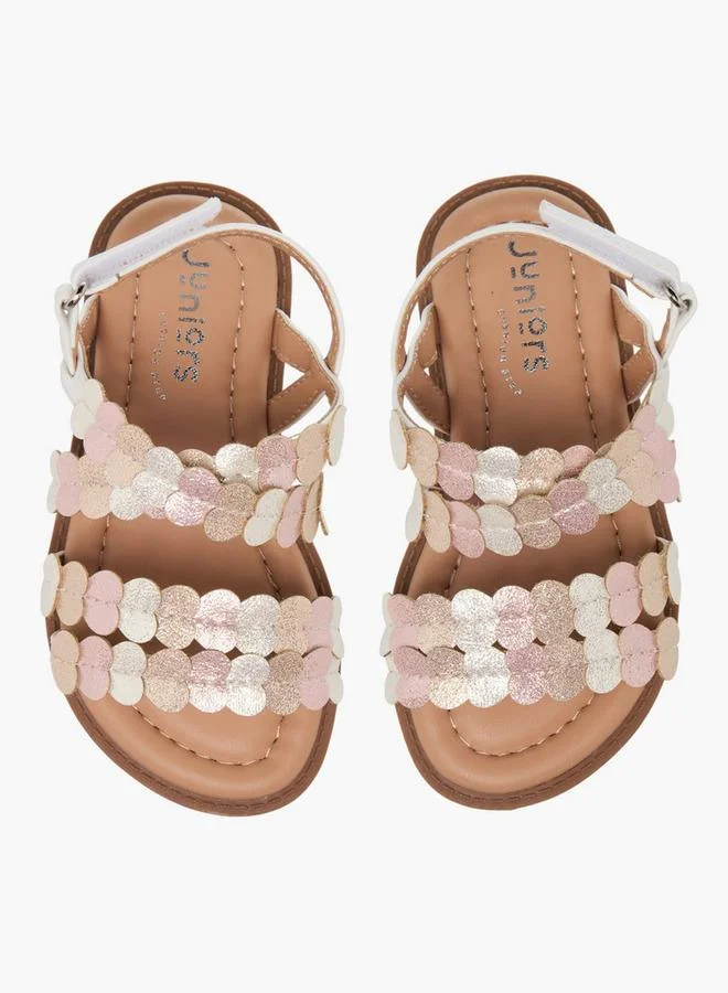 JUNIORS Girls Petal Applique Hook and Loop Strap Sandals