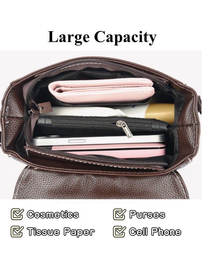 ريوكل حقائب كروس بودي نسائية حقيبة كتف جلدية بسعة كبيرة وحزام كتف قابل للتعديل وقفل معدني وحقائب يد بسيطة وأنيقة - Image 3