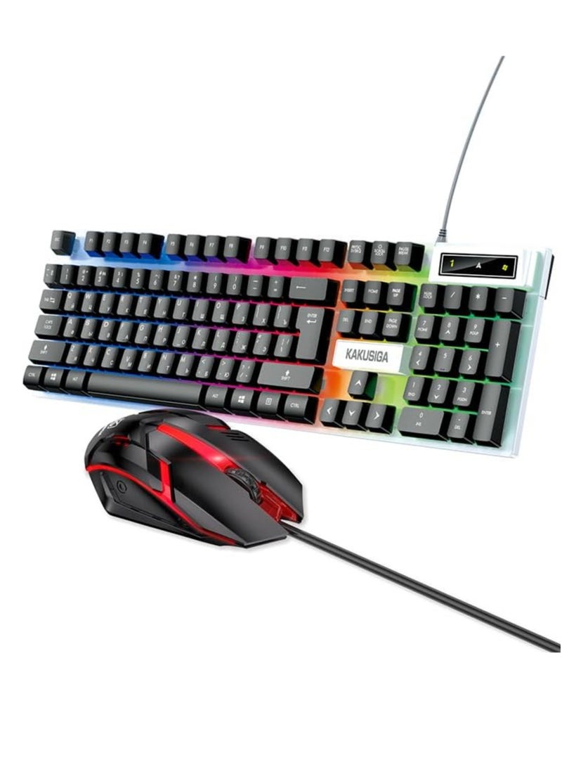 Kakusiga Ultra-Compact 103-Key RGB Gaming Keyboard & Mouse Combo – Hot-Swappable Keys, High DPI, Ergonomic, Ideal for Gamers, Typists & Travel – PC/Mac Compatible - Image 1