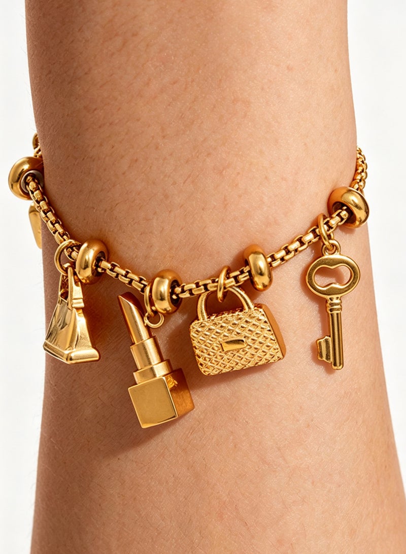 1pc Stylish light luxury thin chain bracelet with exquisite pendant design. Elegant women's delicate bracelet, versatile for daily commuting. - Image 1