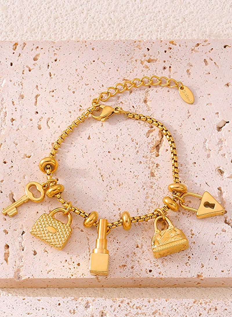 1pc Stylish light luxury thin chain bracelet with exquisite pendant design. Elegant women's delicate bracelet, versatile for daily commuting. - Image 3