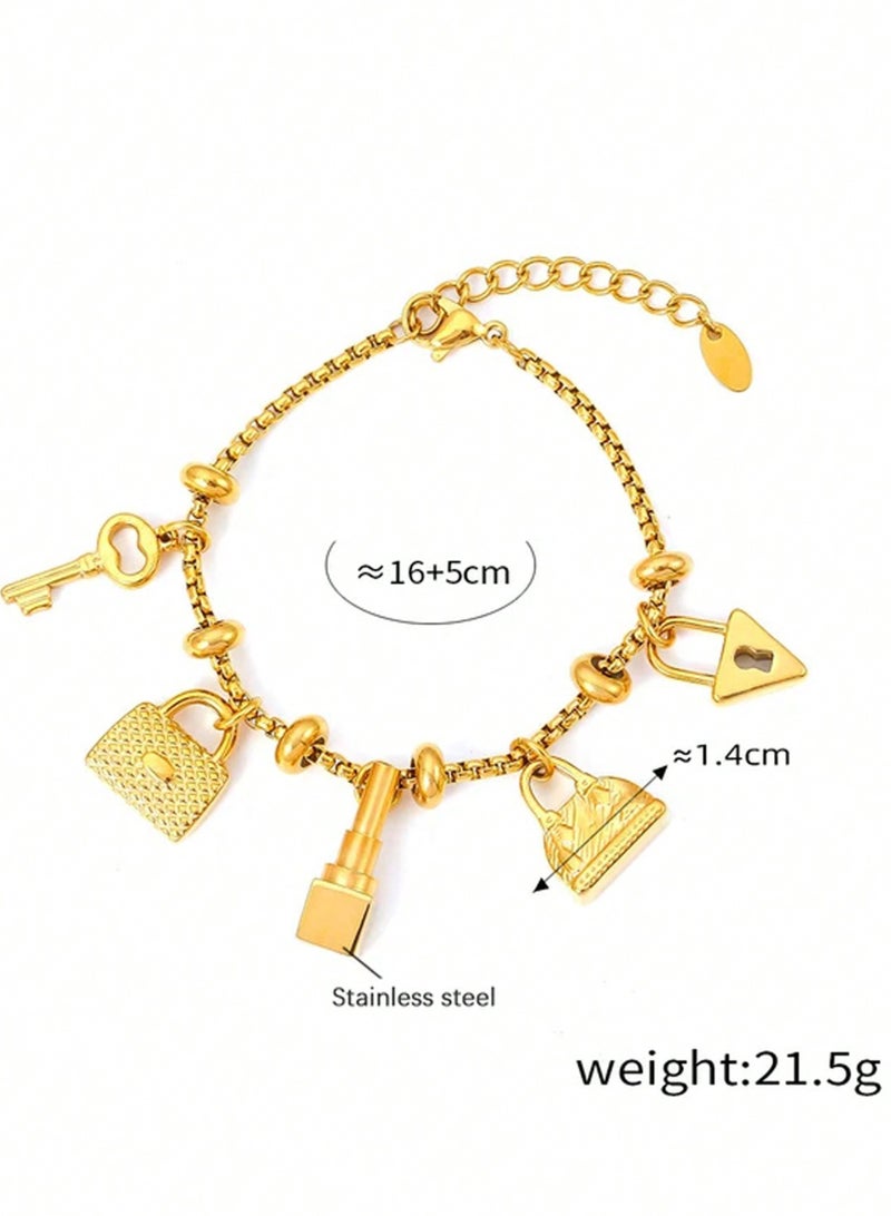 1pc Stylish light luxury thin chain bracelet with exquisite pendant design. Elegant women's delicate bracelet, versatile for daily commuting. - Image 4