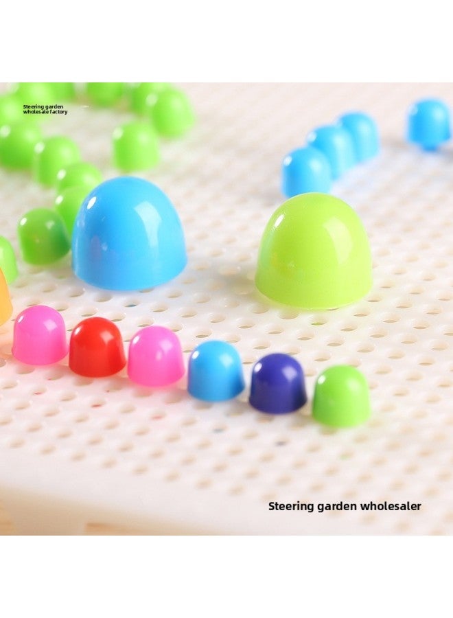 Colored ons Montessori Children's Mushroom Nail Jigsaw Puzzle Plugged Board Toy Kindergarten Varied Plugged Beads Plugged Nail-Color:1688 Grains In Random Colors + 3 Baskets + 5 Boards + Drawings  - Image 4