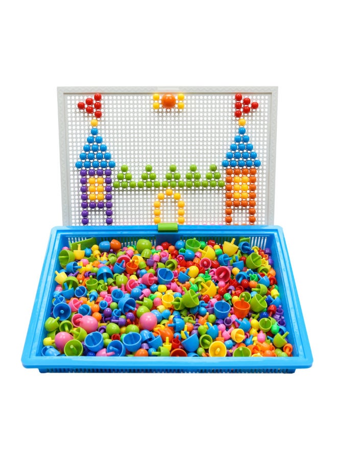 Colored ons Montessori Children's Mushroom Nail Jigsaw Puzzle Plugged Board Toy Kindergarten Varied Plugged Beads Plugged Nail-Color:1688 Grains In Random Colors + 3 Baskets + 5 Boards + Drawings  - Image 1