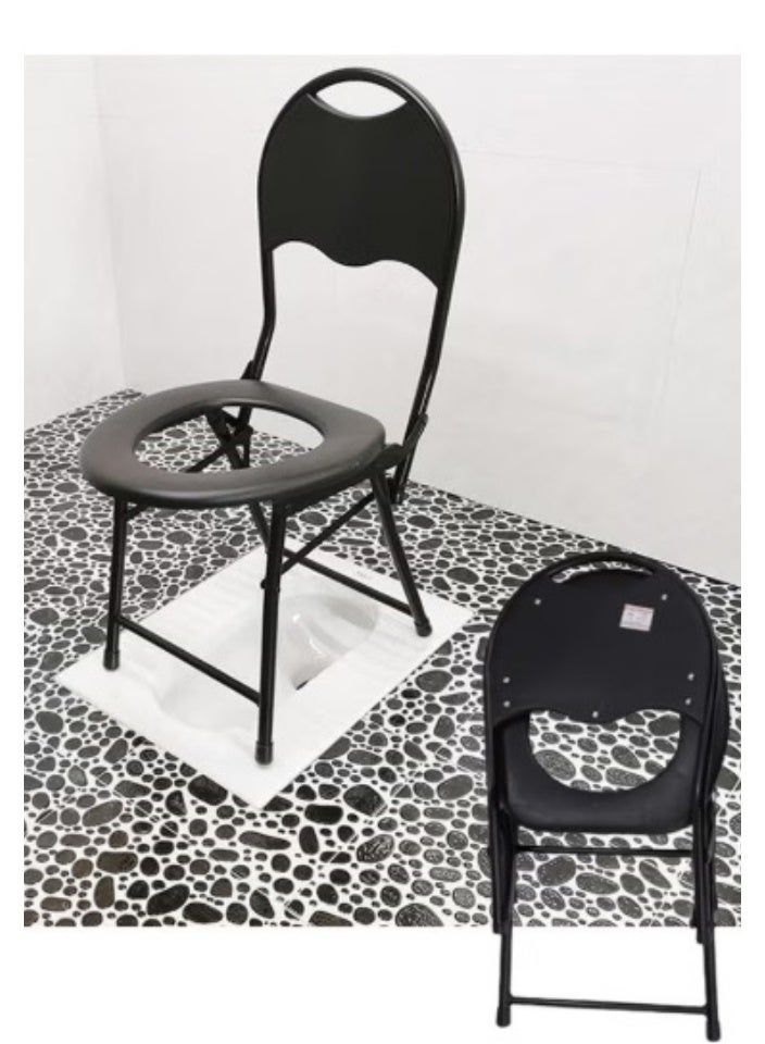 SMART HOME Portable Folding Bathroom Chair for the Elderly and the Sick – Home Toilet, Toilet Chair, Health Seat, Suitable for Home Care and Travel (40x40x70 cm) - Image 1
