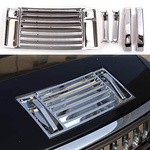 Lcojicep Hood Deck Vent Panel Covers Trim Moulding Compatible with Hummer 20032009 H2 Front Hood Vent Louver Cover front hood grille trim Hood Vent Panel Handle Kit Bright Light - Image 1