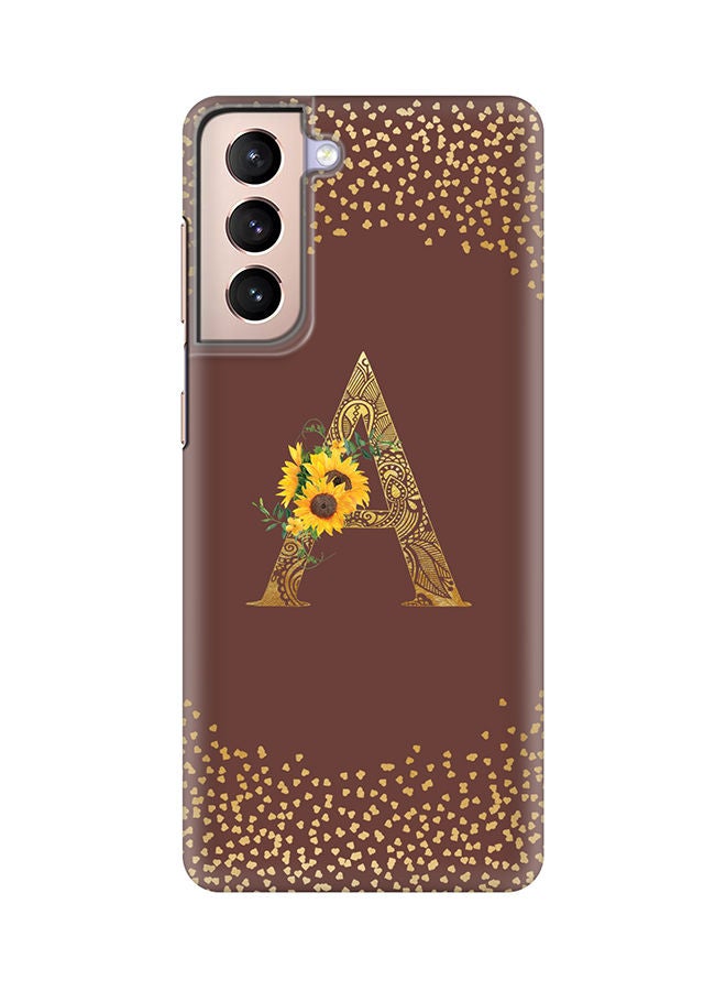 Stylizedd Monogram Slim Cover for Samsung Galaxy S21 Plus 5G Case Custom Initials Letter Floral Pattern Snap Series Mobile Cover Matte Alphabet  - A (Brown) - Image 1