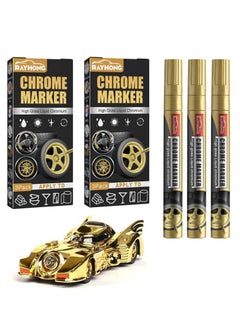 Y&D Liquid Chrome Markers, Gold Permanent Reflective Mirror Paint Pens, High Gloss Art Car DIY Model Repair Markers for Plastic Metal Glass Ceramic (6 Pack, Gold)  - Image 1
