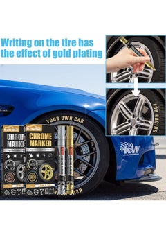 Y&D Liquid Chrome Markers, Gold Permanent Reflective Mirror Paint Pens, High Gloss Art Car DIY Model Repair Markers for Plastic Metal Glass Ceramic (6 Pack, Gold)  - Image 5