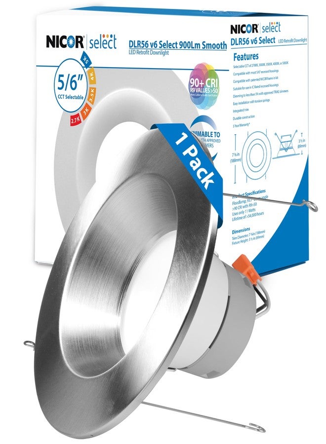 نيكور مصباح سفلي LED قابل للتحديد من نيكور DLR56609120SNK DLR56(v6) مقاس 5/6 بوصة مطلي بالنيكل، بقوة إضاءة 900 لومن - Image 1