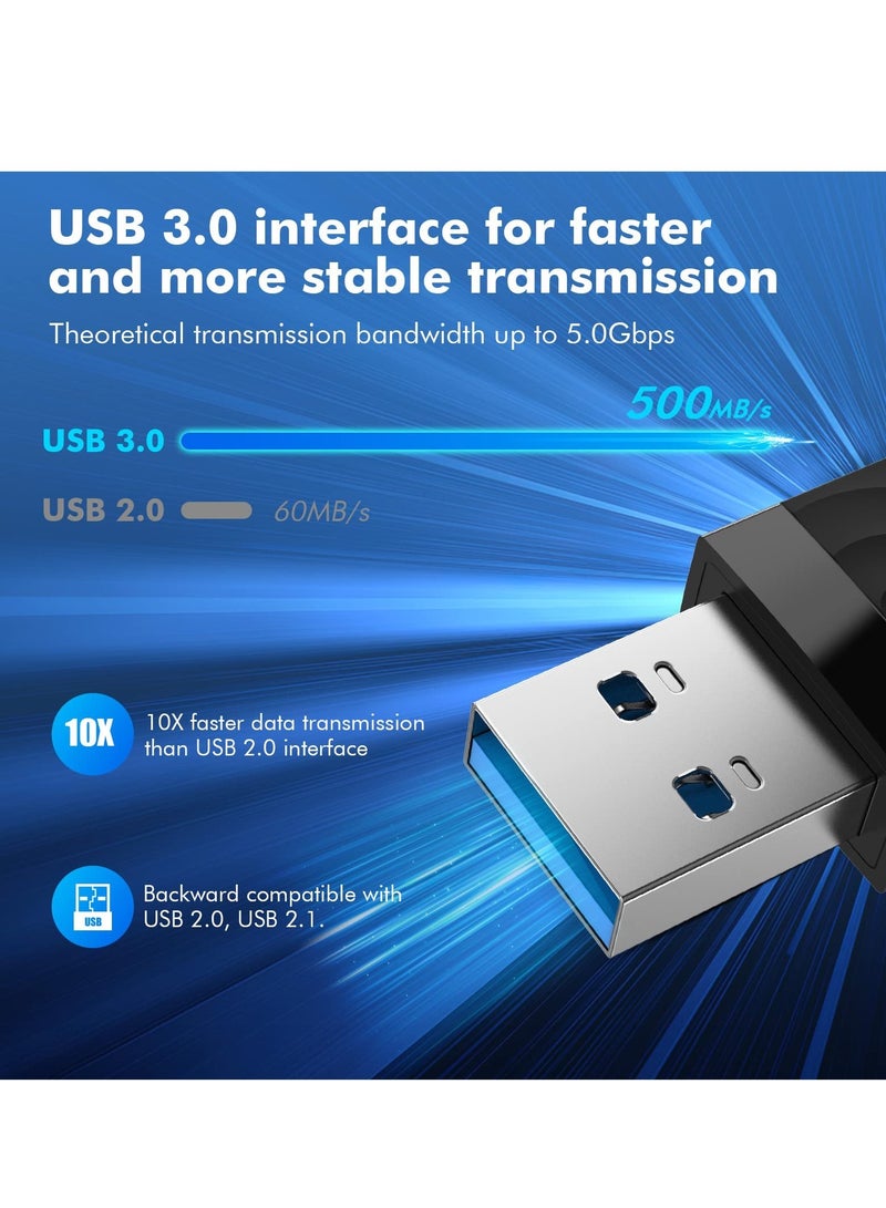 High-Speed 1300Mbps Dual Band USB 3.0 WiFi Adapter for PC & Laptop - 802.11ac, MU-MIMO, Driver-Free, Compatible with Windows & Mac OS - Image 4