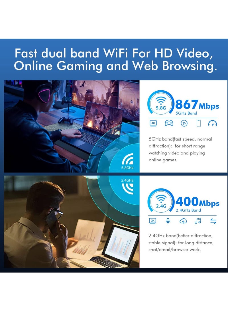 High-Speed 1300Mbps Dual Band USB 3.0 WiFi Adapter for PC & Laptop - 802.11ac, MU-MIMO, Driver-Free, Compatible with Windows & Mac OS - Image 5