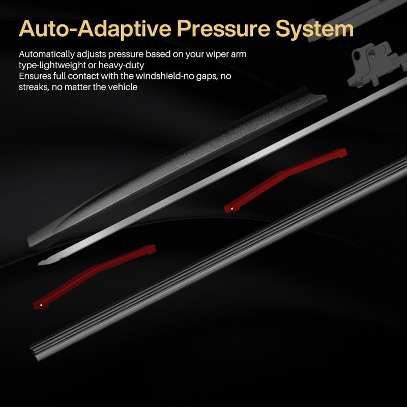 DOG TAIL Neoprene Dual-Steel Frame Wiper Blades 24"+19" with Multiple Adapters, Automotive Replacement Vehicle Front Windshield Wiper Blades Set for My Car Truck Vehicle AdaptBeam - Image 4