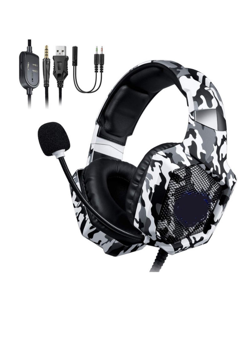 Gaming Headset with RGB LED Light and Noise Canceling Mic - Compatible with PS4, Xbox, Nintendo Switch, PC, and Smartphones  - Image 1