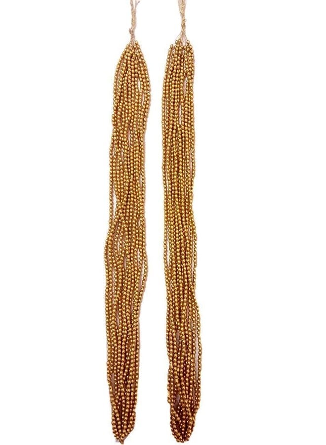 Jasol aari Work Antic Gold Beads for Sarees aari Work embrodery Work etc Pack of 12 Chain Bunch 40 cm/12 chain/1224 Pices (4mm) - Image 2