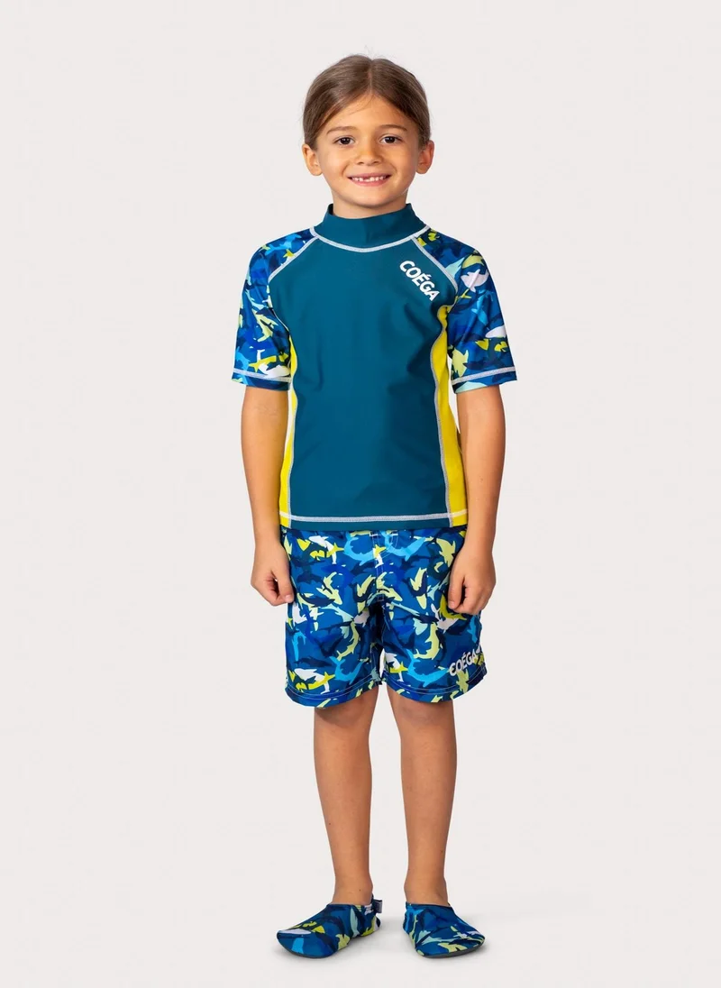 COEGA SUNWEAR COEGA Boys Kids Rashguard Short Sleeve - Green Sharks